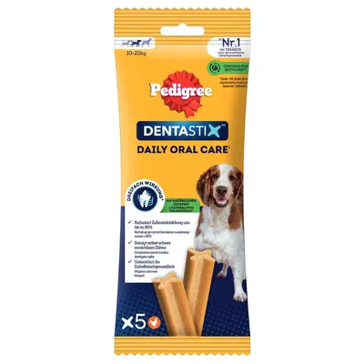 Pedigree Dentastix Daily Oral Care za pse 10-25 kg, smanjuje stvaranje zubnog kamenca do 80%, čisti teško dostupne zube, podržava zdravlje zubi, pakiranje od 5 komada.