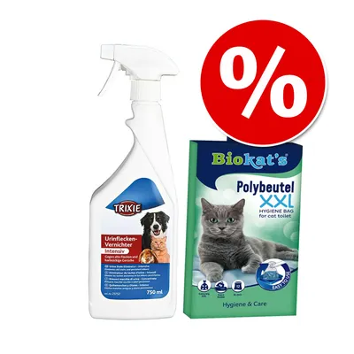 Varčni set: Trixie Intenzivni odstranjevalec urinskh madežev + Biokat's Polybeutel vrečke