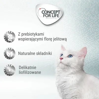 Concept for Life. Z prebiotykami wspierającymi florę jelitową, naturalne składniki, delikatnie liofilizowane.