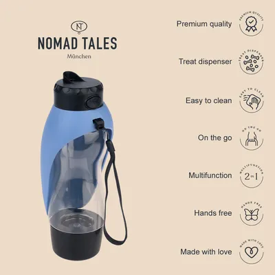 Nomad Tales München. Premium-laatu, herkkupurkki, helppo puhdistaa, käytettävissä matkalla, monitoiminen 2-in-1, handsfree-käyttö, valmistettu rakkaudella.