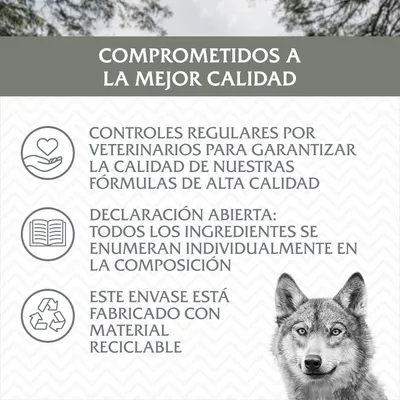 Comprometidos a la mejor calidad. Controles regulares por veterinarios, declaración abierta de ingredientes y envase fabricado con material reciclable.