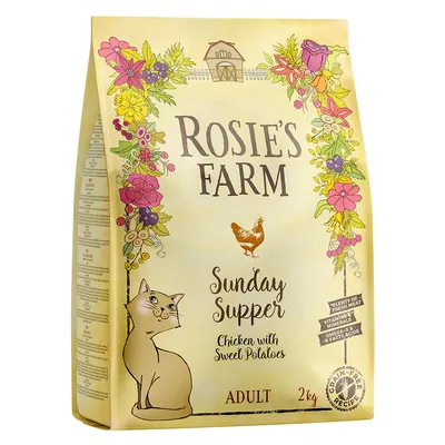 Rosie's Farm Sunday Supper Adult cat food, chicken with sweet potatoes, 2 kg. Grain-free recipe, contains vitamins, minerals, omega-3 fatty acids and fresh meat.