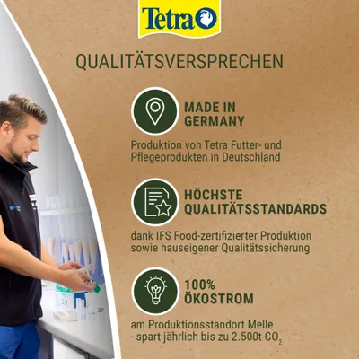 Tetra Qualitätsversprechen: Made in Germany, höchste Qualitätsstandards dank IFS Food-Zertifizierung, 100% Ökostrom am Standort Melle, spart bis zu 2.500t CO₂ jährlich. Tetra Qualitätsversprechen: Made in Germany, höchste Qualitätsstandards dank IFS Food-Zertifizierung, 100% Ökostrom am Standort Melle, spart bis zu 2.500t CO₂ jährlich.