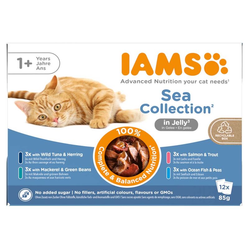IAMS 48 x 85 g comida húmeda para gatos en oferta: 36 + 12 ¡gratis!