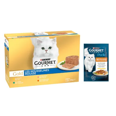 Purina Gourmet Gold 96 x 85 g + Gourmet Perle Delicias en Salsa con pollo 26 x 85 g ¡gtratis