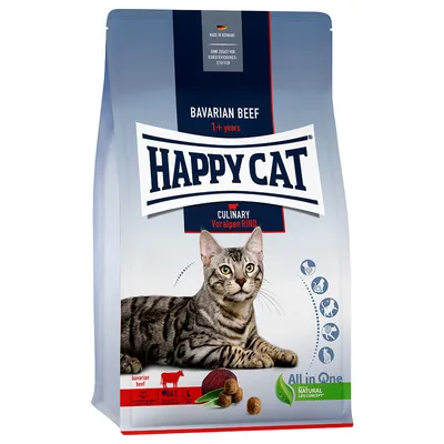 Happy Cat Trockenfutter Voralpen Rind für Katzen ab 1 Jahr. Made in Germany, ohne Zusatz von Konservierungsstoffen, All-in-One Konzept, natürliche Zutaten.