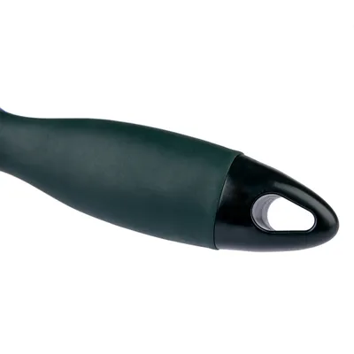 Griff aus schwarzem Kunststoff mit Loch zur Aufhängung, ergonomisch geformt
