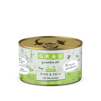 GRAU generation pet Adult nöt & anka, 68 % köttandel, utan tillsatt socker, spannmålsfri, med naturliga ingredienser. För känslig katt.