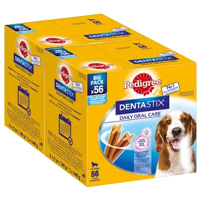 Pedigree Dentastix Daily Oral Care, Big Pack x56 für Hunde von 10-25kg. Unterstützt Zahnpflege für 2 Wochen. Nr.1 der Tierärzte. Gewicht: 1440g.