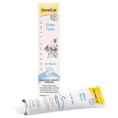 GimCat Kitten Paste, Expert Line, Balanced-Growth Formula, od 6+ týždňov. Podporuje rast, vývoj kostí a imunitný systém. Bez pridaného cukru. Vyvinuté s veterinármi.