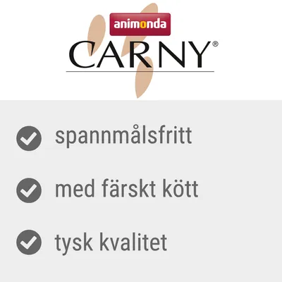 animonda CARNY. Spannmålsfritt, med färskt kött, tysk kvalitet.