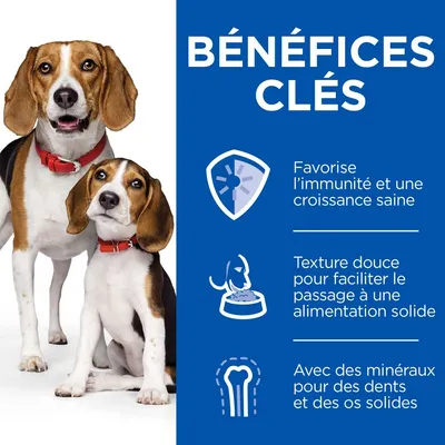 BÉNÉFICES CLÉS : Favorise l’immunité et une croissance saine, texture douce pour faciliter le passage à une alimentation solide, avec des minéraux pour des dents et des os solides.