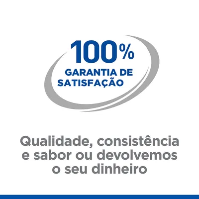 100% garantia de satisfação. Qualidade, consistência e sabor ou devolvemos o seu dinheiro.