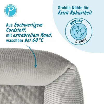 Aus hochwertigem Cordstoff, extrabreiter Rand, waschbar bei 60 °C. Stabile Nähte für extra Robustheit. Aus hochwertigem Cordstoff, extrabreiter Rand, waschbar bei 60 °C. Stabile Nähte für extra Robustheit.