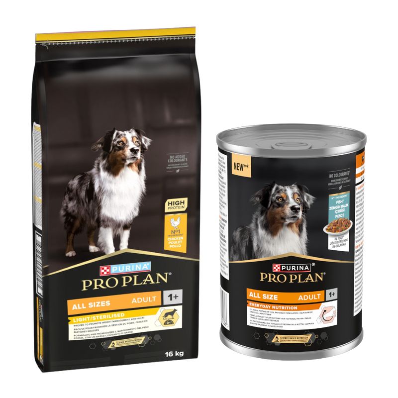 16 kg PURINA PRO PLAN + 12 x 400 g All Size Adult Everyday Nutrition Fisk gratis!