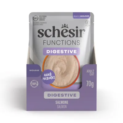 Schesir Functions Mousse 12 x 70 g - Digestive med lax Schesir Functions Mousse 12 x 70 g - Digestive med lax