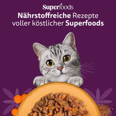 Whiskas 1+ Superfoods Gemischte Auswahl in Gelee 6 x 50 g - Ente & Hühnerleber