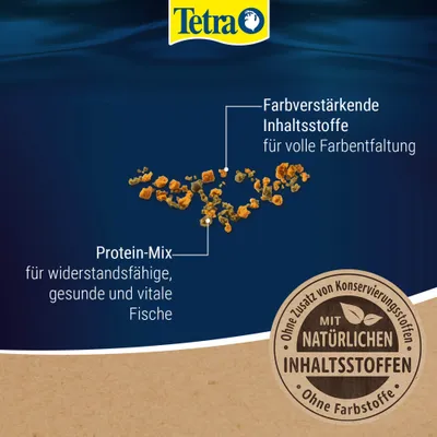 Tetra. Farbverstärkende Inhaltsstoffe für volle Farbpracht, Protein-Mix für gesunde Fische, mit natürlichen Inhaltsstoffen, ohne Konservierungsstoffe und Farbstoffe. Tetra. Farbverstärkende Inhaltsstoffe für volle Farbpracht, Protein-Mix für gesunde Fische, mit natürlichen Inhaltsstoffen, ohne Konservierungsstoffe und Farbstoffe.
