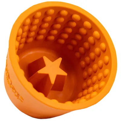 LickiMat Yoggie Pot Snack Dog Toy – Orange - 9.5 x 9 cm (Diameter x H)