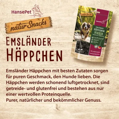 Hansepet Natur Snacks Emsländer Häppchen - Hirsch Hansepet Natur Snacks Emsländer Häppchen - Hirsch