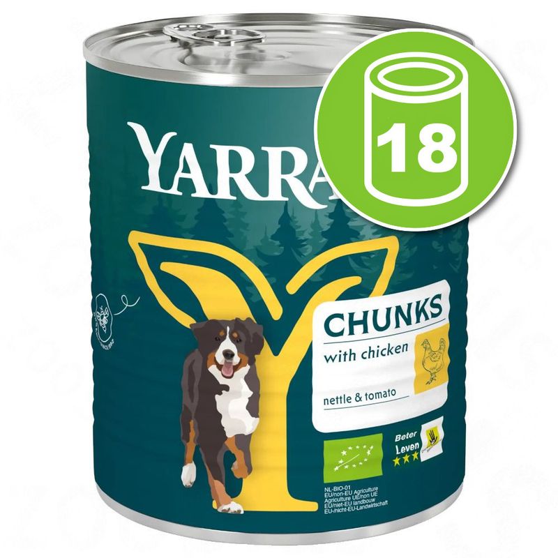 Lot de boîtes Yarrah Bio 18 x 820 g pour chien