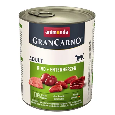 Animonda GranCarno Adult Rind + Entenherzen, 100% frische Zutaten, ohne Getreide, ohne Gluten, Made in Germany. Animonda GranCarno Adult Rind + Entenherzen, 100% frische Zutaten, ohne Getreide, ohne Gluten, Made in Germany.