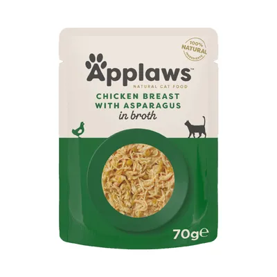 Applaws Natural Cat Food, Chicken Breast with Asparagus in Broth, 100% natural ingredients, 70 g