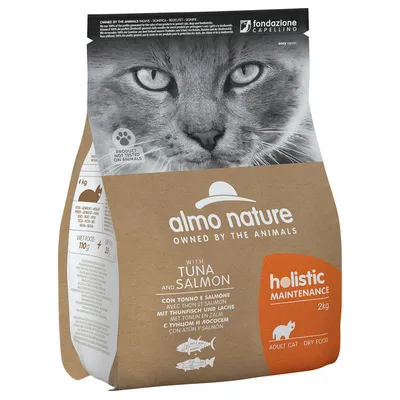 Holistic Maintenance tørfoder til voksne katte, 2 kg, med tun og laks.