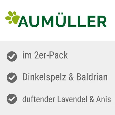 Aumüller. Im 2er-Pack, Dinkelspelz & Baldrian, duftender Lavendel & Anis.