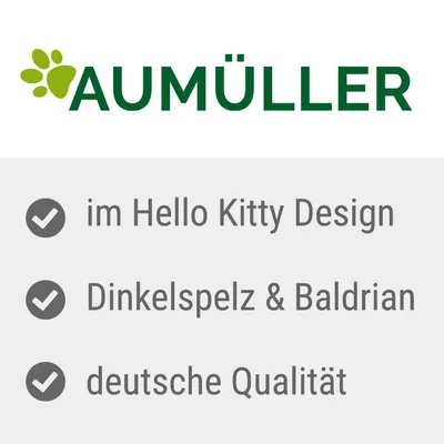 Aumüller. Im Hello Kitty Design, Dinkelspelz & Baldrian, deutsche Qualität.