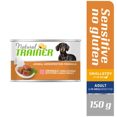 Natural Trainer Animal Monoprotein Formula mit Schwein und Vollkorngetreide, glutenfrei, für kleine Hunde (1-10 kg), Erwachsene (>10 Monate), 150 g.