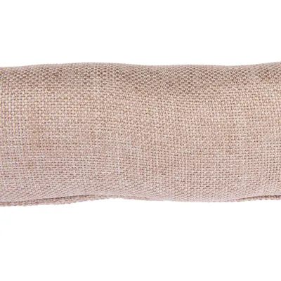 Close-up of beige fabric with coarse weave, possibly part of a product or accessory.
