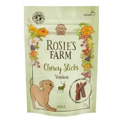Rosie's Farm Chewy Sticks Venison, getreidefreie Rezeptur, wiederverschliessbar, für erwachsene Hunde, 70g.