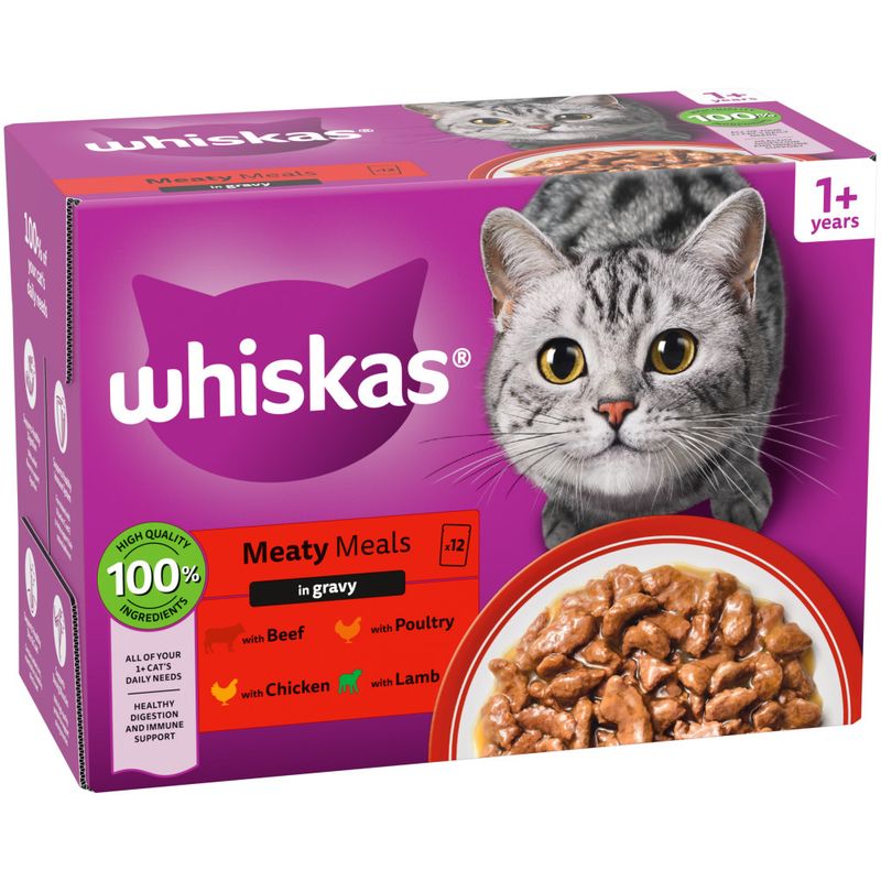 Whiskas Whiskas Meals Gravy Beef Chicken Lamb Adult Wet Cat Food pet food packaging