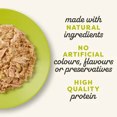 made with natural ingredients, no artificial colours, flavours or preservatives, high quality protein (tekst w języku angielskim)