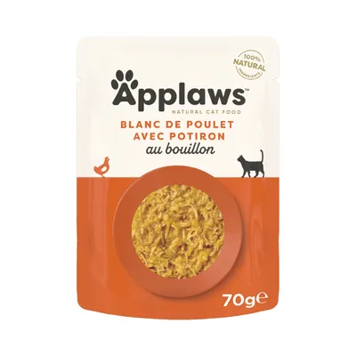 Applaws Cat Natural en bouillon 12 x 70 g - poulet, potiron
