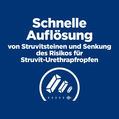 Schnelle Auflösung von Struvitsteinen und Senkung des Risikos für Struvit-Urethrapfropfen.