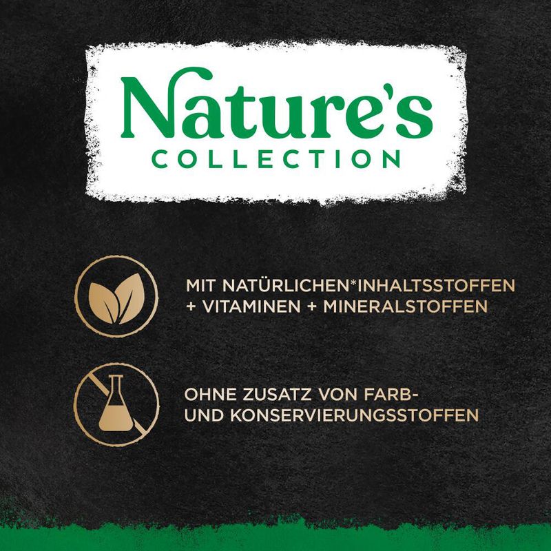 Nature's Collection. Mit natürlichen* Inhaltsstoffen + Vitaminen + Mineralstoffen. Ohne Zusatz von Farb- und Konservierungsstoffen. Текст на немецком языке.