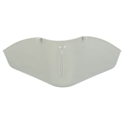 Transparent plastic guard with cords for fastening, suitable for the neck area.