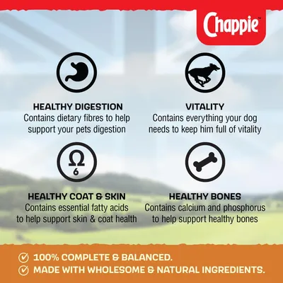 Healthy digestion, vitality, healthy coat and skin, healthy bones. 100% complete and balanced. Made with wholesome and natural ingredients. Key product benefits and features.