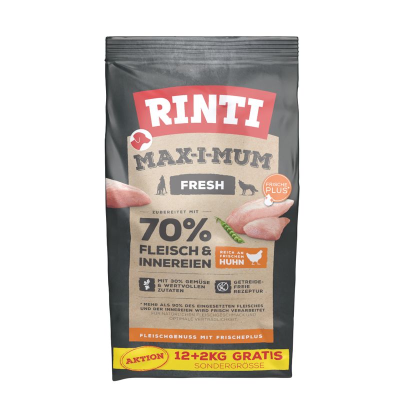 12 + 2 kg gratis! Rinti Max-i-mum, sucha karma dla psa, 14 kg