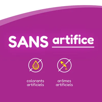 SANS artifice, sans colorants artificiels, sans arômes artificiels