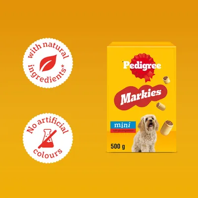Pedigree Markies mini 500g, with natural ingredients, free from artificial colourings. Pedigree Markies mini 500g, with natural ingredients, free from artificial colourings.