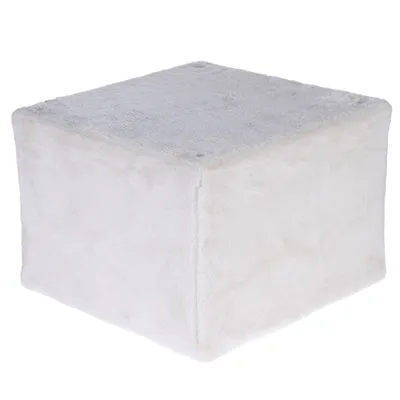 White cube with a soft, plush-like surface. No other visible details or text.