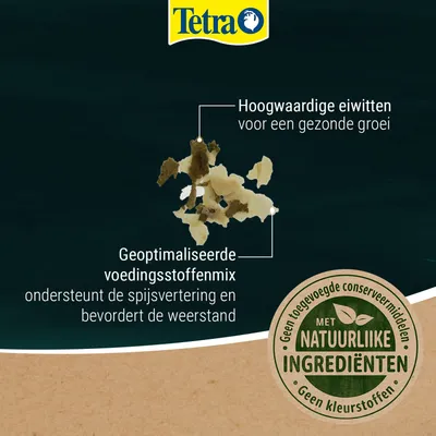 Tetra. Hoogwaardige eiwitten voor een gezonde groei, geoptimaliseerde voedingsstoffenmix ondersteunt de spijsvertering en het immuunsysteem, met natuurlijke ingrediënten, zonder conserveermiddelen of kleurstoffen. Tetra. Hoogwaardige eiwitten voor een gezonde groei, geoptimaliseerde voedingsstoffenmix ondersteunt de spijsvertering en het immuunsysteem, met natuurlijke ingrediënten, zonder conserveermiddelen of kleurstoffen.