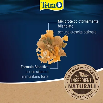 Tetra. Mix proteico ottimamente bilanciato per una crescita ottimale. Formula Bioattiva per un sistema immunitario forte. Con ingredienti naturali, senza conservanti aggiunti, senza coloranti.