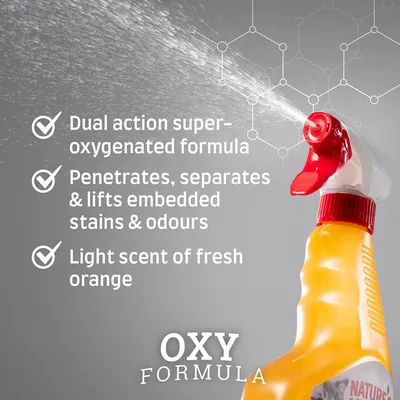 OXY FORMULA: Dvojitě působící super-okysličené složení, odstraňuje zažrané skvrny a zápachy, jemná vůně čerstvého pomeranče. OXY FORMULA: Dvojitě působící super-okysličené složení, odstraňuje zažrané skvrny a zápachy, jemná vůně čerstvého pomeranče.