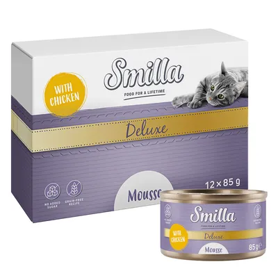 Smilla Deluxe Mousse mit Huhn, 12 x 85 g. Ohne Zuckerzusatz, getreidefreie Rezeptur.