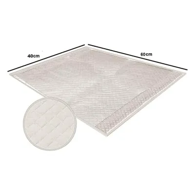 Witte, rechthoekige onderlegger van 40 cm x 60 cm met close-up van het doorgestikte oppervlak.