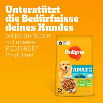 Pedigree Adult hrana za pse s ribom i povrćem, 7 kg. 100% potpuna i uravnotežena.